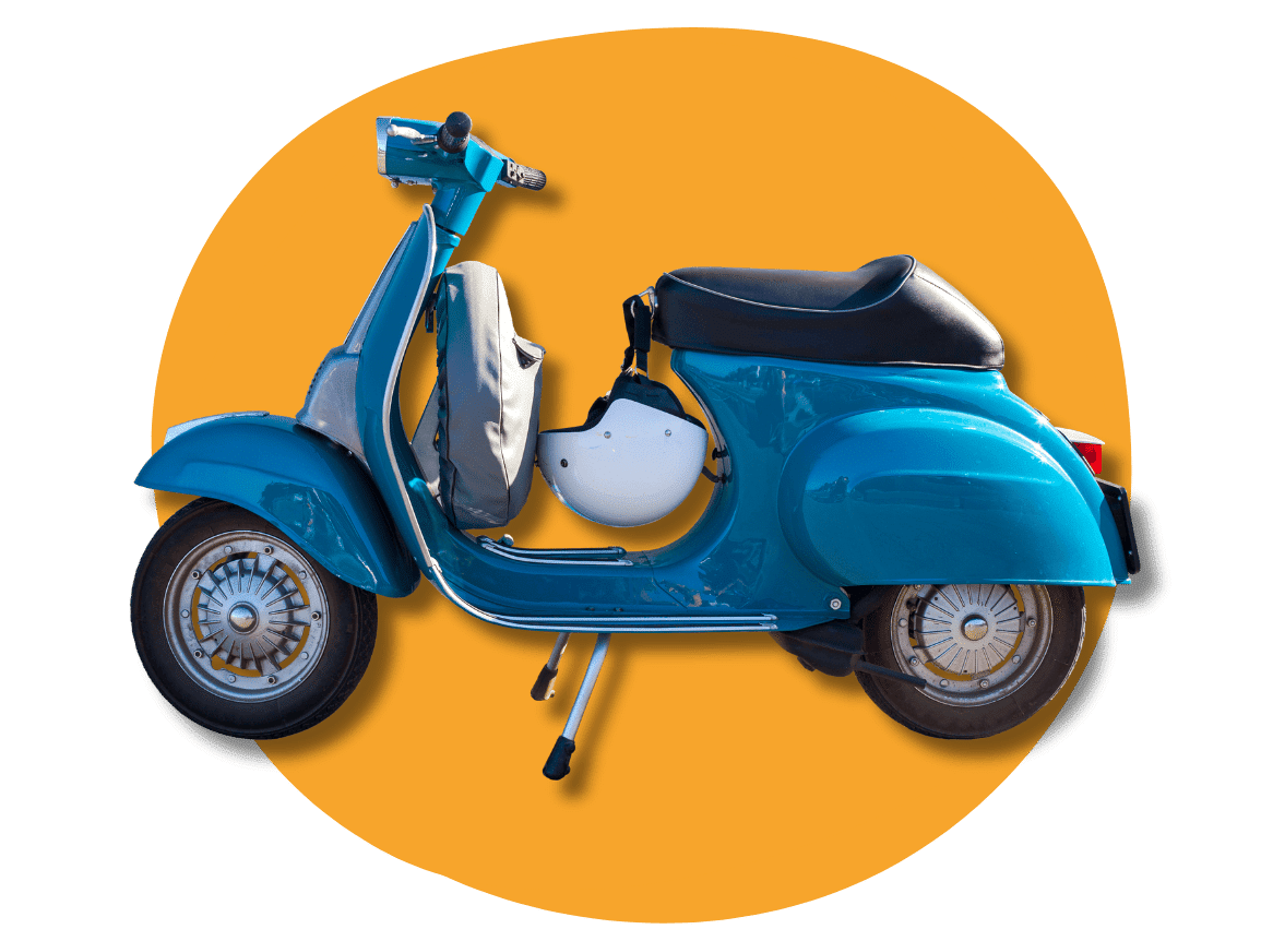 scooter sur un fond jaune