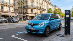 Twingo électrique en ville en charge